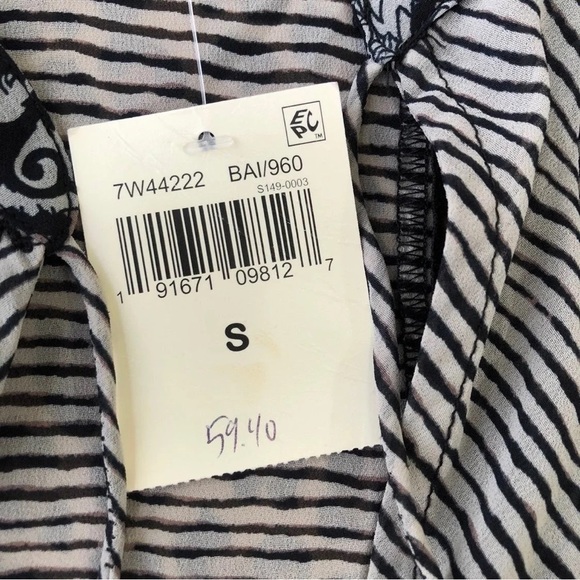 NWT Lucky Brand Blouse Mixed Print Blouse Boho 3/4th Bell Sleeve Floral Striped - Picture 8 of 10